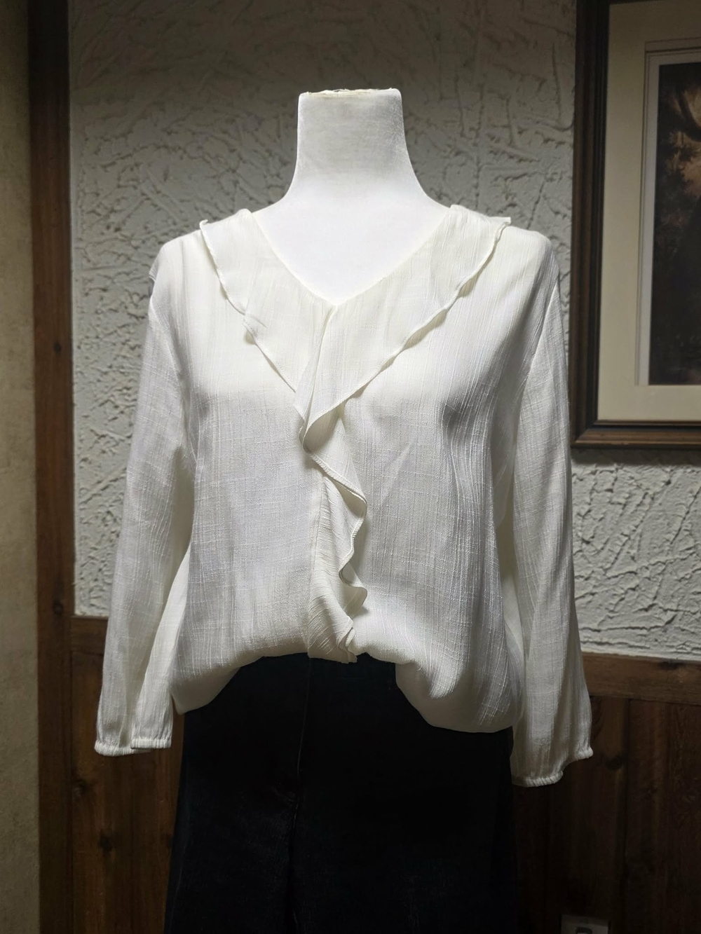 Northern Reflections Cream Ruffle V-Neck Blouse